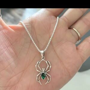 Spider necklace with different colored gems